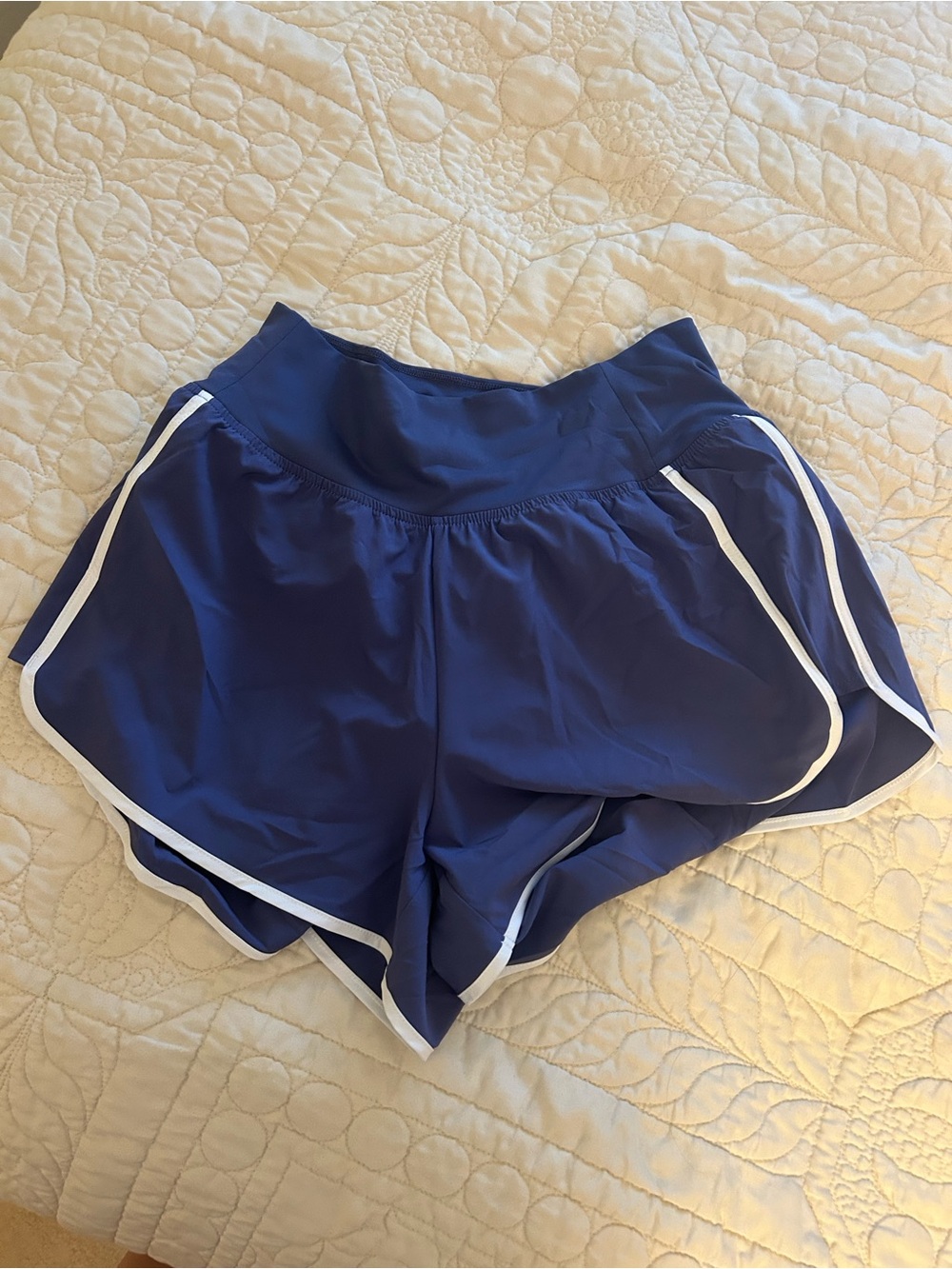 Purple Women's Athletic Shorts with White Trim